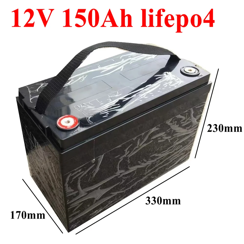 12V 150AH Lifepo4 lithium batterie waterproof With BMS for 1800W vehicle Golf Carts RV EV Solar Storage boats + 10A charger