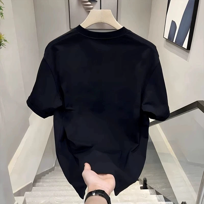 Men's Cotton T-shirts Fitted 5XL Black T Shirt for Men Casual Summer Wear Power Level Print Tee Shirts White Men Clothing