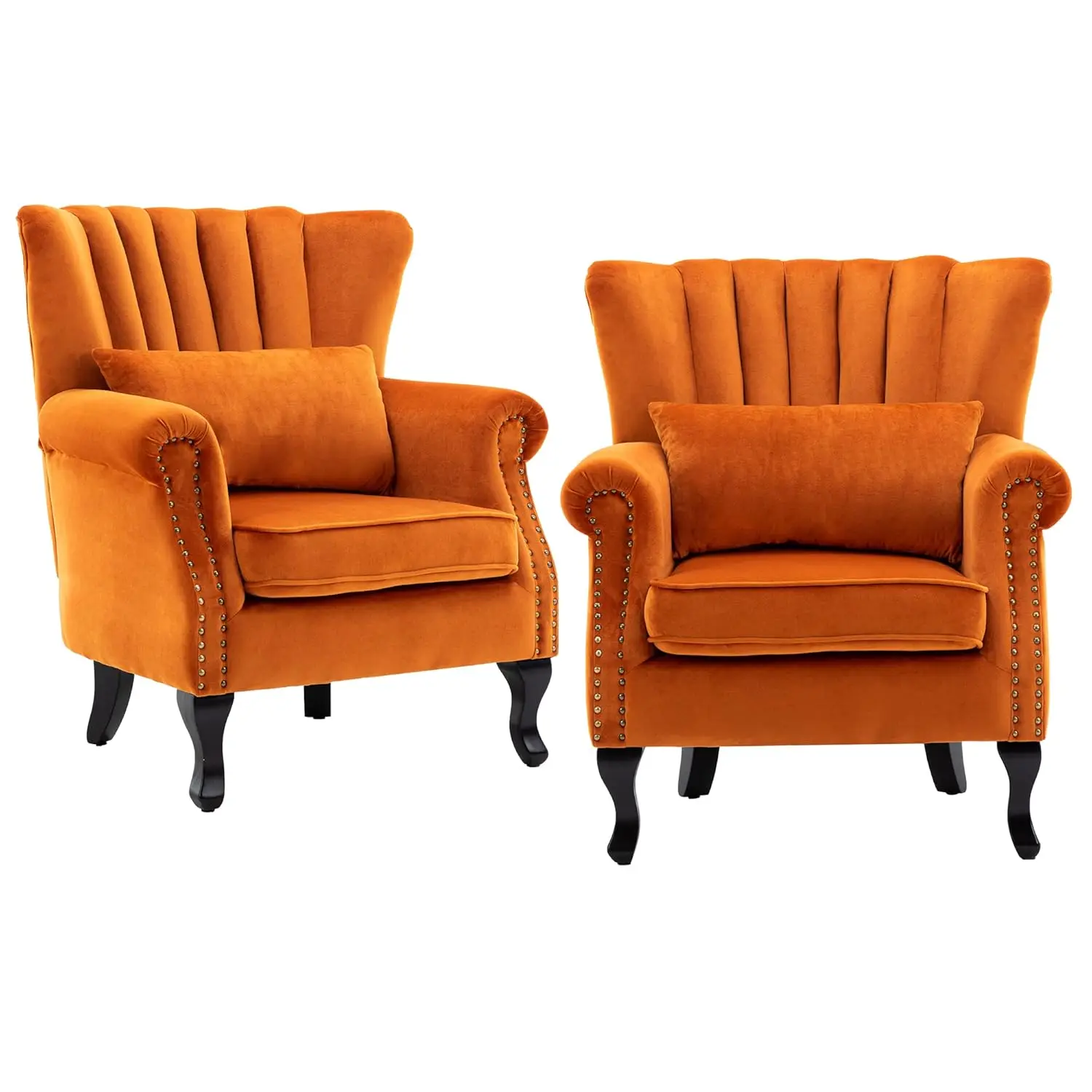 

Комплект из 2-х кресел в стиле Mid-Century Modern с изогнутой спинкой, удобные кресла с подушками для гостиной, спальни, клуба, велюровые, на заказ