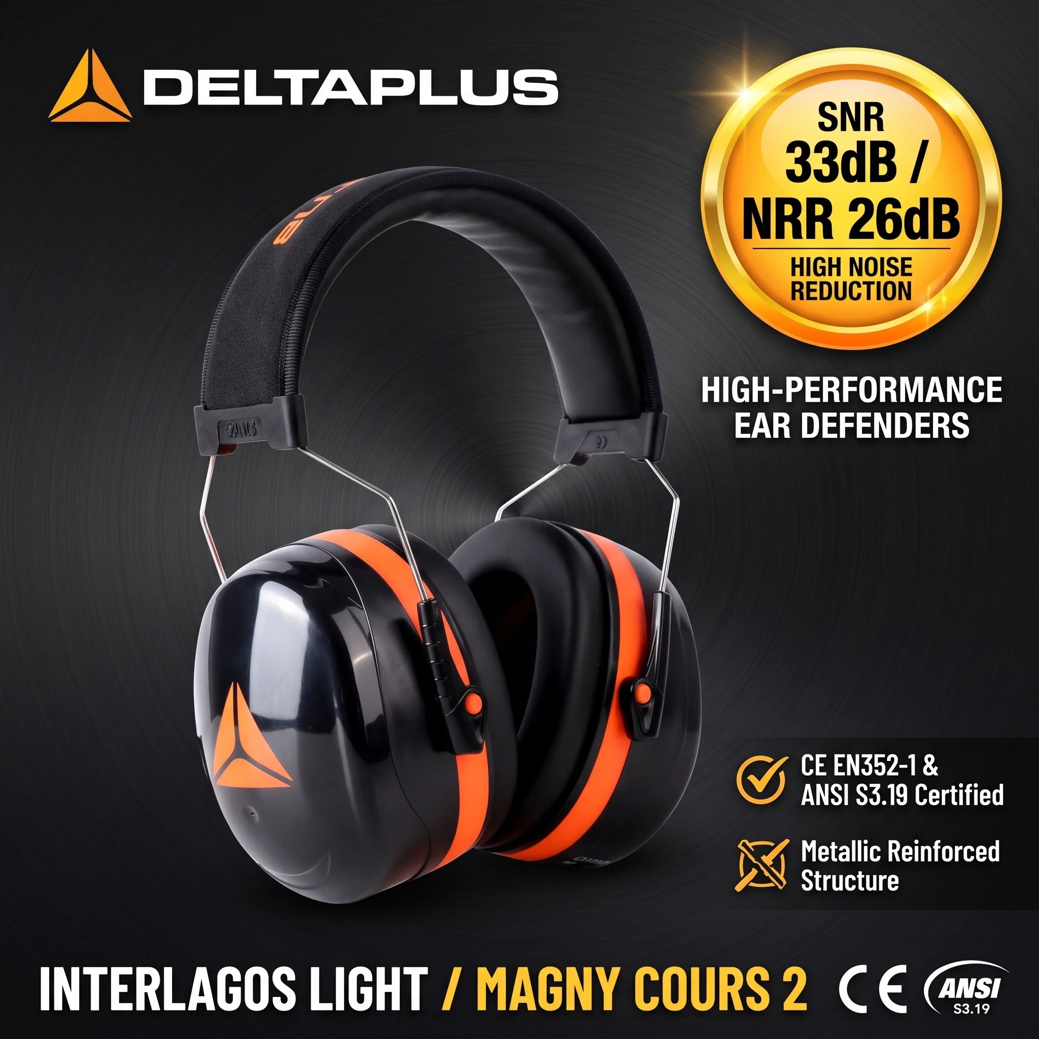 Delta Plus Interlagos Light Hearing Protection Earmuffs Noise Canceling Ear Protection Earmuffs for Shooting Industrial Work