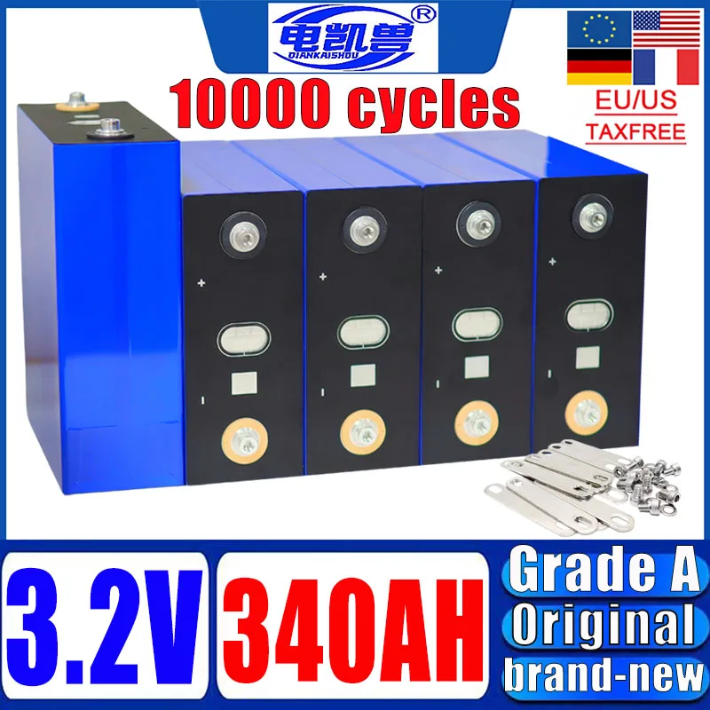 

3,2 В, 340 Ач, 320 Ач, 280 Ач LiFePO4, аккумулятор 3C, 10000 циклов, класс DIY, 12 В, 24 В, 48 В, RV EV, литий-железо-фосфатная аккумуляторная батарея