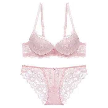 여성용 달콤한 브래지어 및 브리프 세트, 얇은 몰드 컵 속옷, 섹시한 예쁜 소녀 레이스 에지, 매일 핫한 의상, 여름