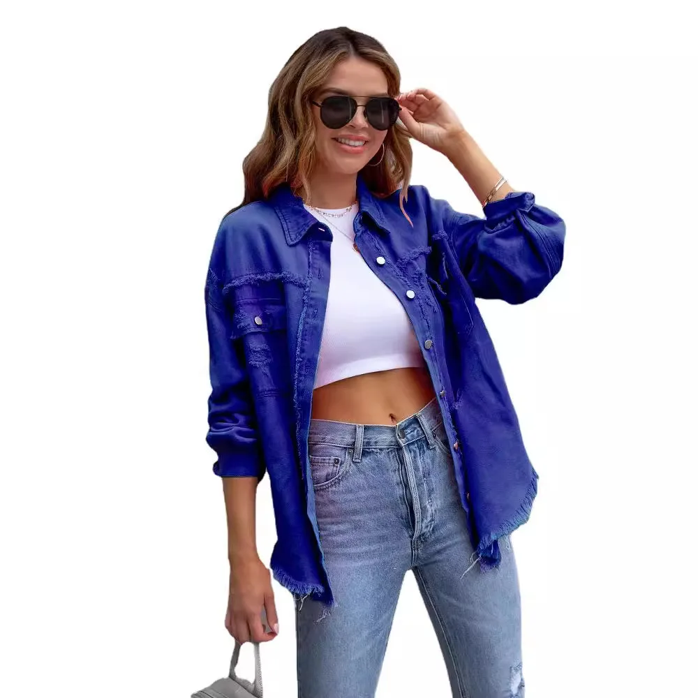 

Women's Denim Jacket Autumn Winter Long Sleeved Jackets Casual Collar Jacket Джинсовка Ветровка Женская Denim Jackets Woman Y2k