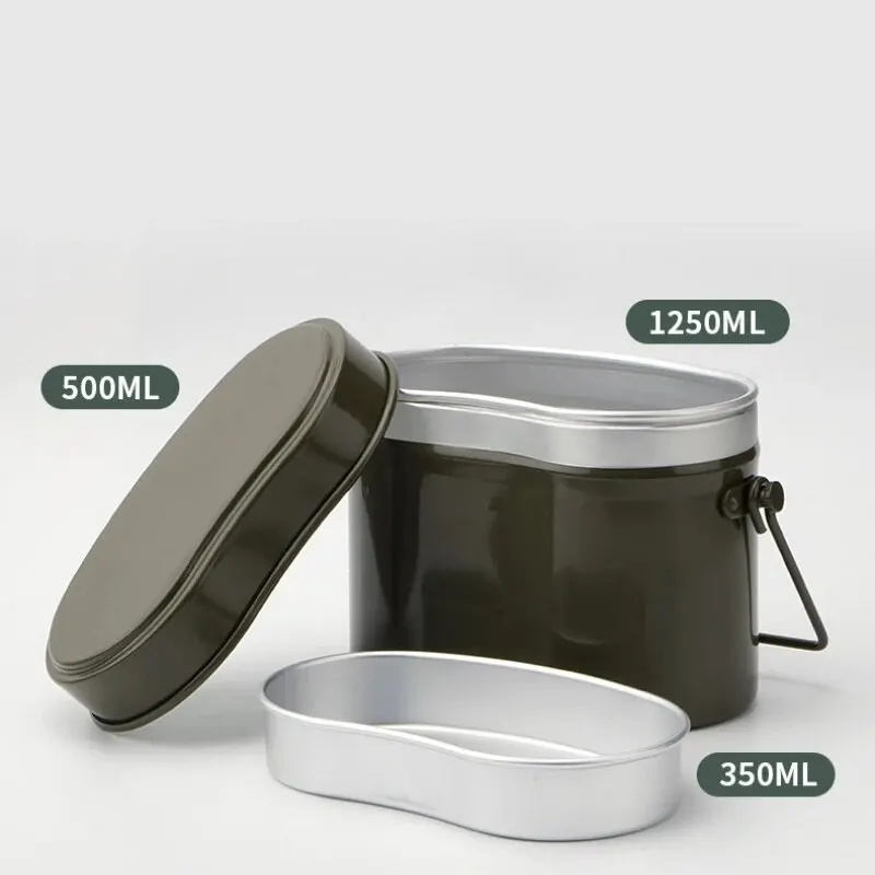 Camping Lunch Box 1200ml Big Capacity Military Canteen Hiking Mess Tin Bowl Tourist Dishes Outdoor Picnic Tableware