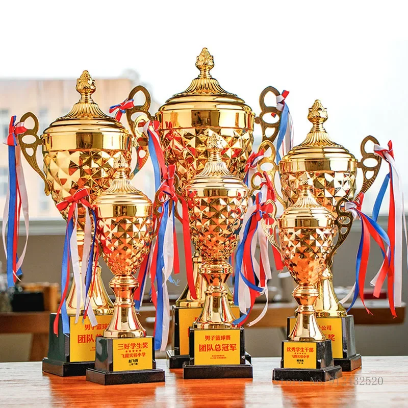 Customized Big Size Metal Trophy, Creative Award, Souvenir Calligraphy, Football, Table, Tennis, Badminton, Game Home Decor, 1Pc