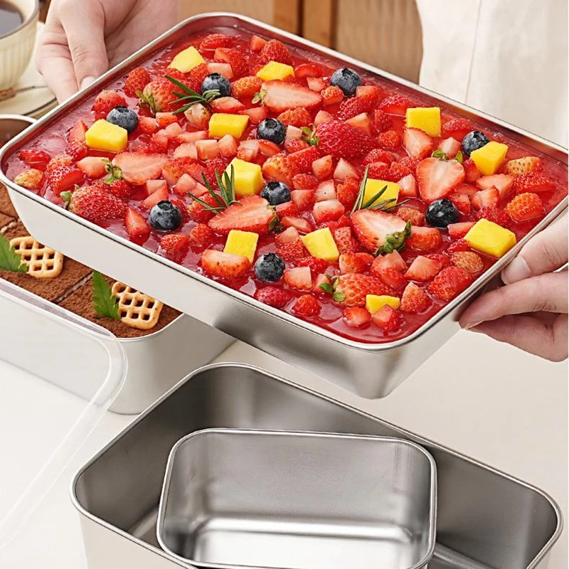 

Прямоугольная форма для торта Tiramisu из нержавеющей стали, контейнер для формования торта с крышкой, холодильник для торта, домашние инструменты для выпечки десертов