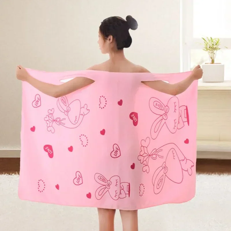 Cartoon Wearable Bath Towel Fiber Polyester Brocade Bath Skirt Thickening Soft Absorbent Wipe Bath Towel Beach Spa Towel Sling