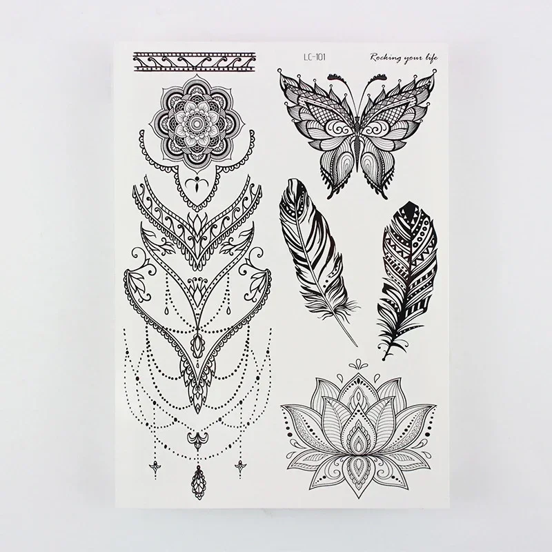 Henna Tattoo Temporary Waterproof Sticker 6 Months Sexy Girls Naked Women Fake Tattoos Long-time Festival Accessories Body Art