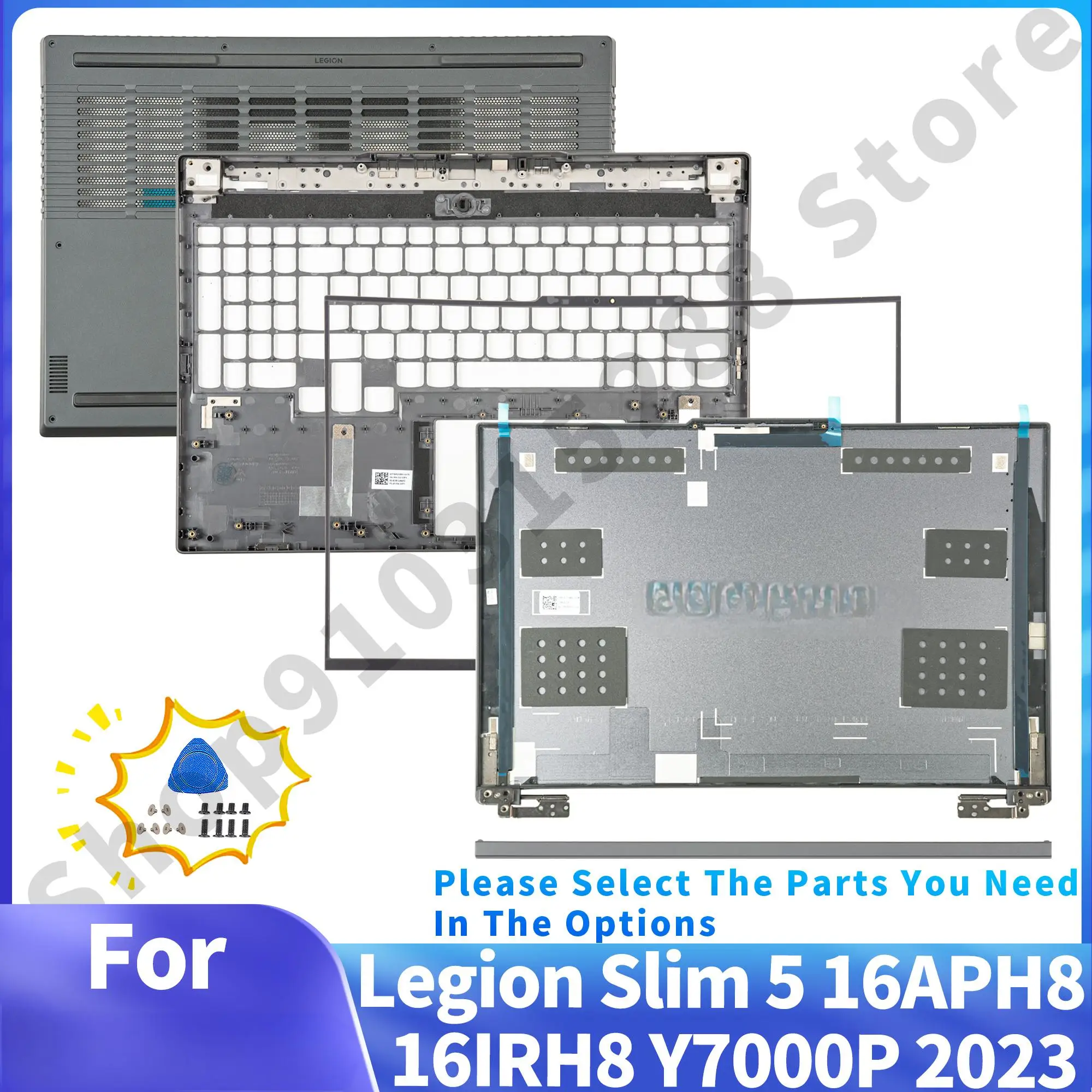 

Back Cover With hinges For Legion Slim 5 16APH8 16IRH8 Y7000P 2023 Laptop Housing Case LCD Bezel Palmrest Bottom Case