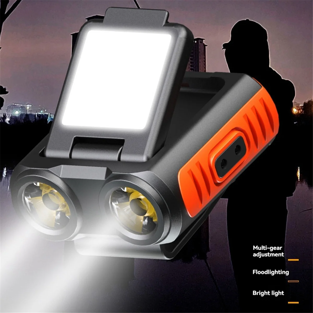 Lamp Rechargeable Hat Clip Light Light IPX4 Waterproof Flashlight Work Light 500 Lumens for Camping Fishing