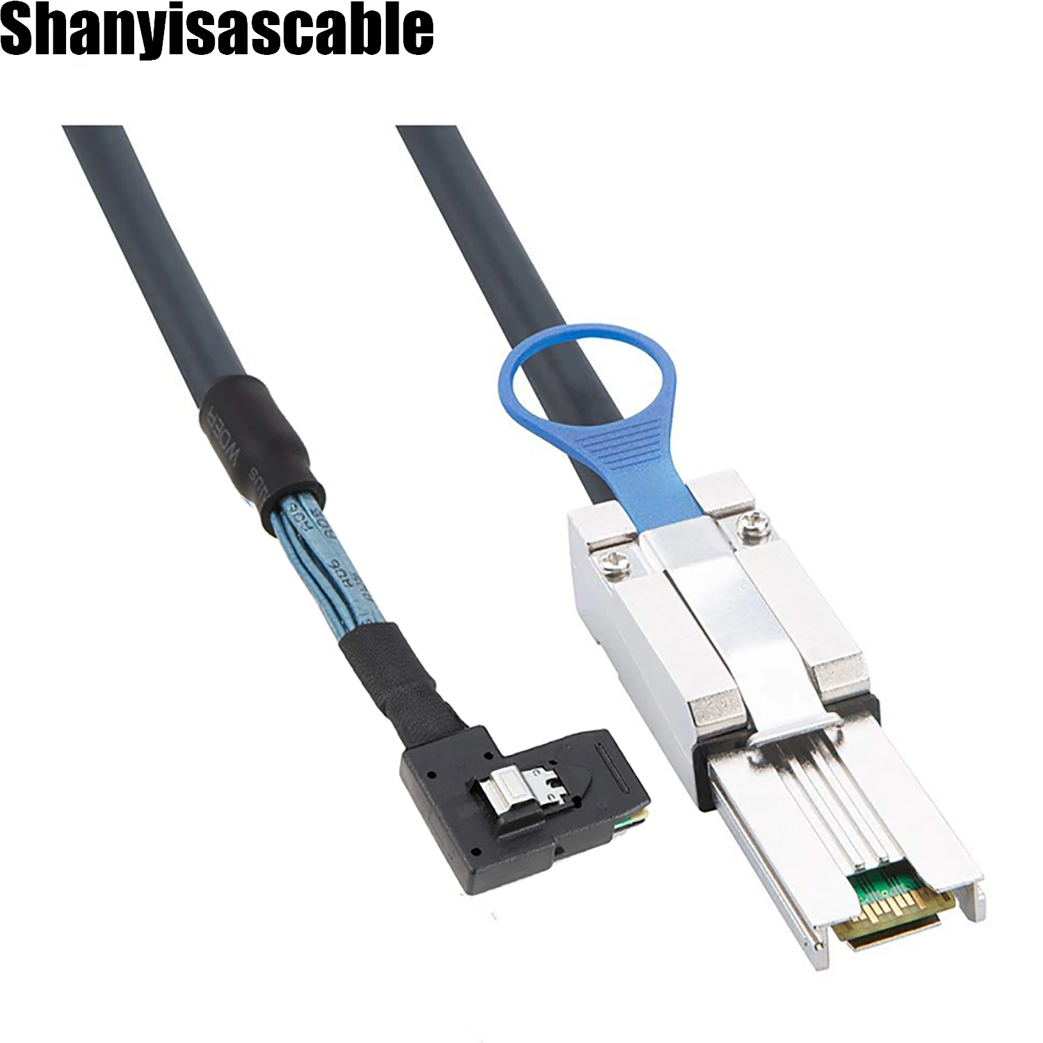 

1.0M Mini SAS 4X HD SFF-8088 26P male to Mini SAS SFF-8087 36P left angle Data Server Raid Cable adapter