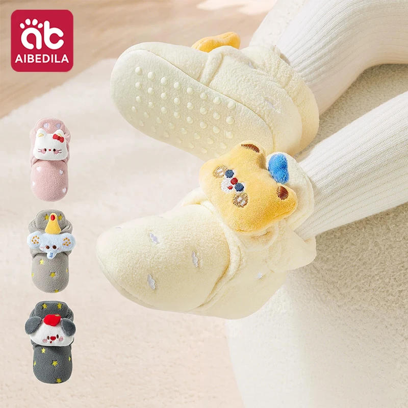 AIBEDILA Newborn Baby Pre-walker Shoes Autumn Winter Thickened Infant Sock Shoes 0-6 Months Soft Sole Outdoor Toddler Footwear