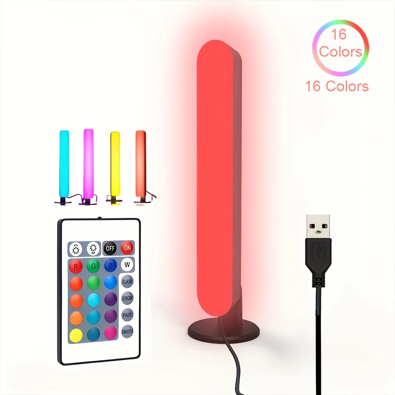 Luz ambiente rgb de 16 cores com controle remoto, 1/2 pacotes, lâmpada de mesa led inteligente para sala de jogos, tv e mesa, decoração de festa, barra de luz