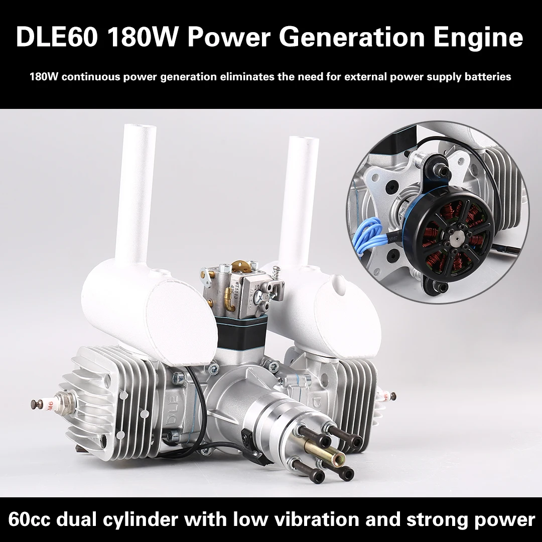 DLE60 180W Model Drone With Power Generation System Engine Dual Cylinder Two-stroke 60CC Displacement
