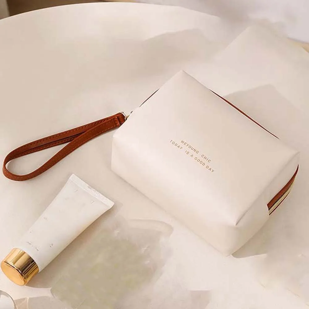 محفظة PU حقيبة مستحضرات تجميل متعددة الوظائف منظم أدوات الزينة حقيبة غسيل مثمنة مضادة للرذاذ المياه العناية بالبشرة كيس التخزين الحمام #1