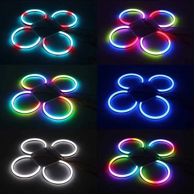 Colorful RGBW Cotton LED Angel Eyes Revolving Dynamic Light Sequential Flowing with Turn Signal for BMW 3 5 7 Series E46 E39 E38