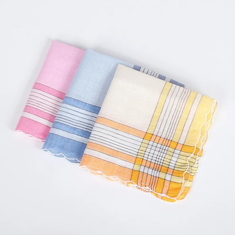 3Pcs 28x28cm Square Multicolor Plaid Stripe Women Pocket Wedding Party Business Chest Towel Handkerchiefs