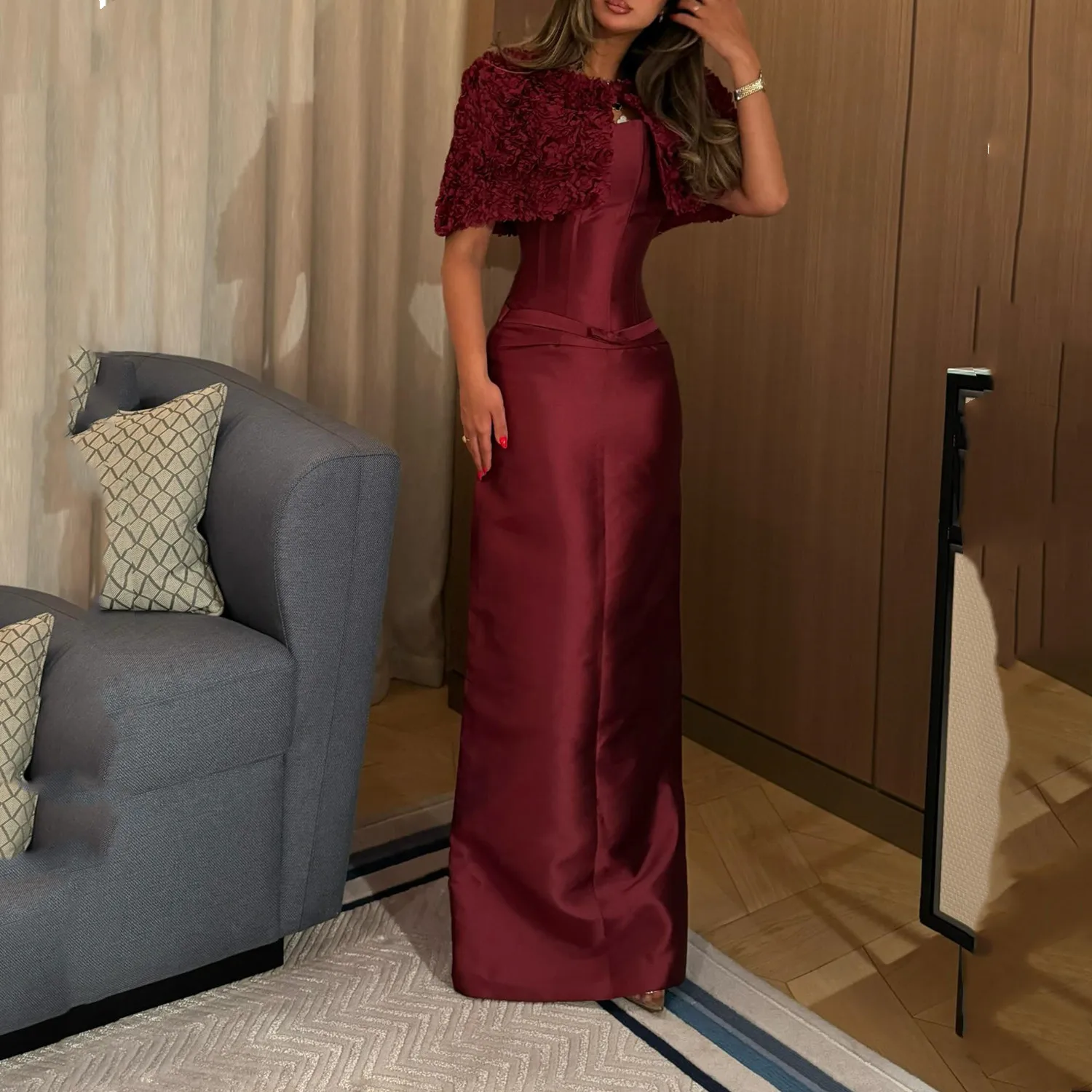 

Женское вечернее платье Lucy Satin Burgundy Vestidos De Fiesta, платья для выпускного вечера для особых случаев فساتين سهرة, индивидуальное платье русалки