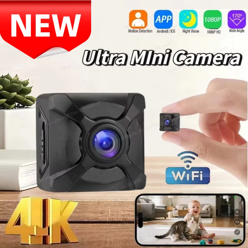 X5 4K WiFi Security Mini Camera Wireless Outdoor Indoor Night Vision No Need Power SD Card Motion Detection Free Cloud Storage