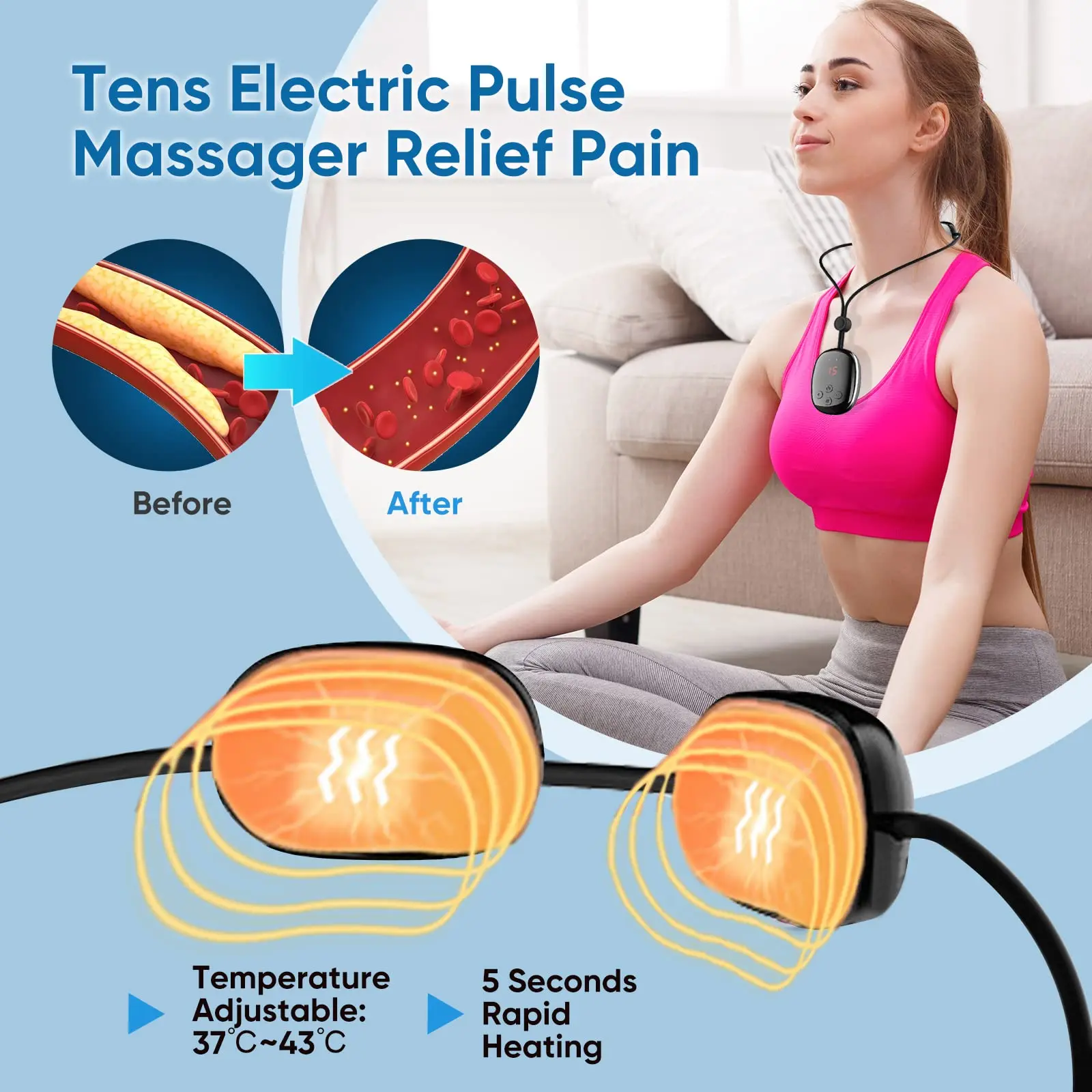 Neck Massager Intelligent Heat Electric Cervical Spine Massager for Pain Relive and Relax Neck 5 Modes 15 Levels Intensity