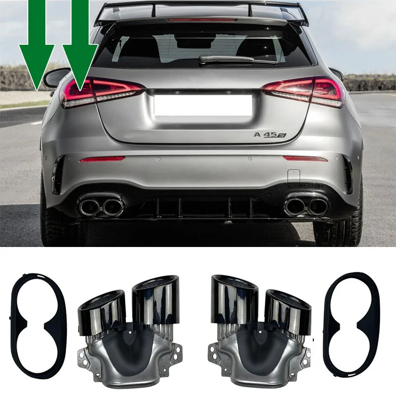 

Rear Bumper Turbo Muffler Exhaust Tips Pipe Exits For Mercedes Benz- A CLA W177 A45 CLA45 C118 A35 CLA35 AMG Refitting