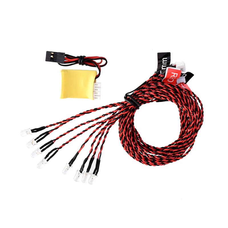 Kit De 8 Luces LED Intermitentes Para Aviones Y Helicópteros RC – Control Remoto O Manual, Detección De Bajo Voltaje, Cable De 600 Mm