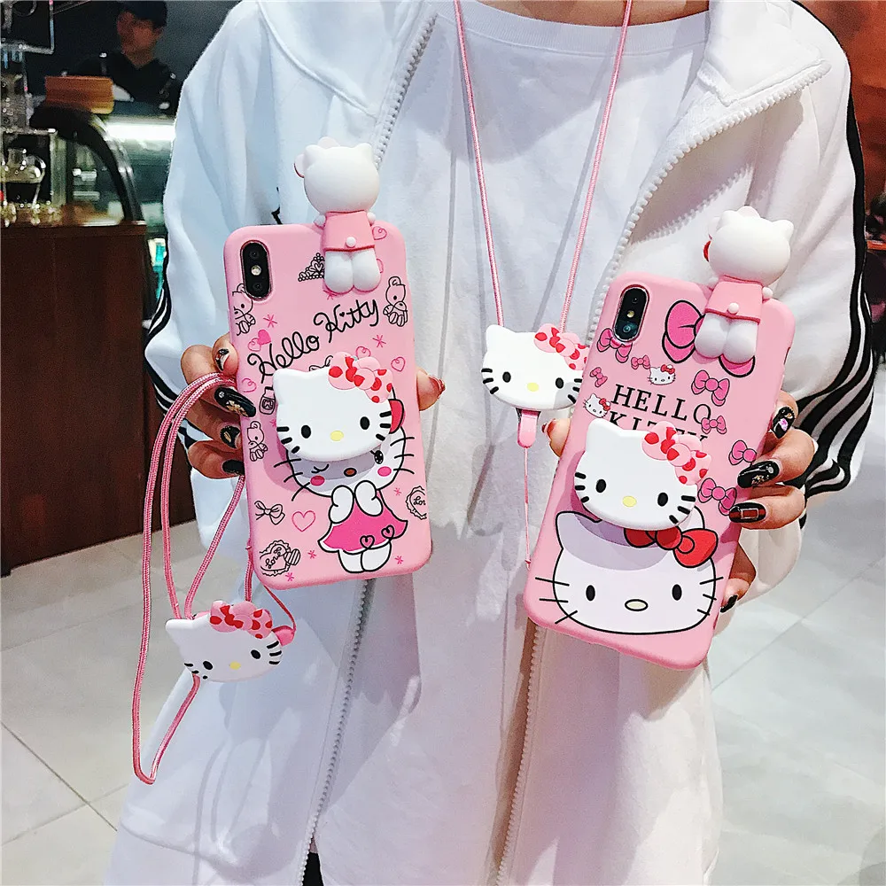 Чехол Hello Kitty для Samsung Galaxy A10 A10s A10s A20 A20s A30 A30s A50 A50s A70 A12 A71 A51 A13 A53 A14, чехол с веревкой-держателем