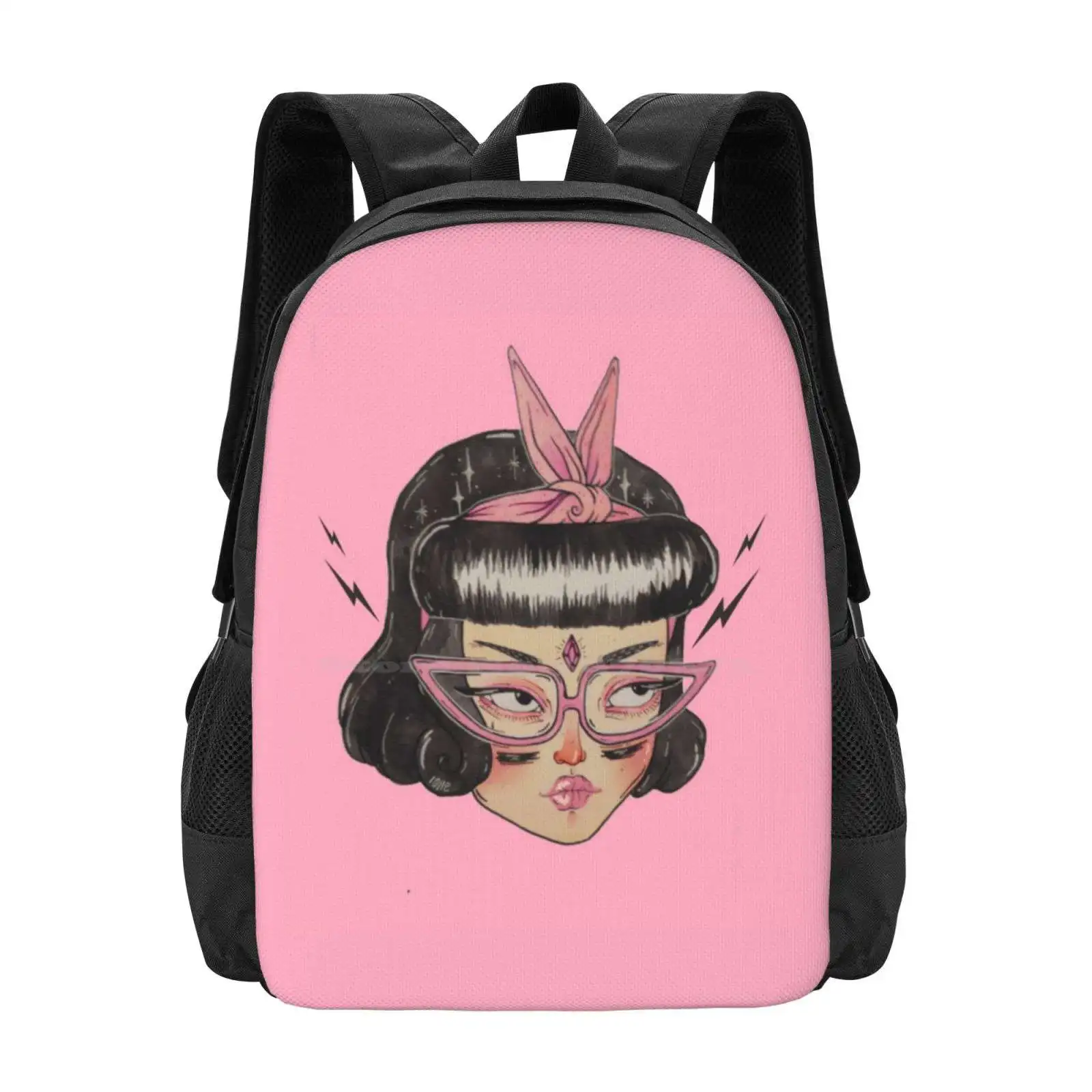 Gang ? Girl Pattern Design Bagpack School Bags Girl Gang 50s Pink Babe Lolle Loll3