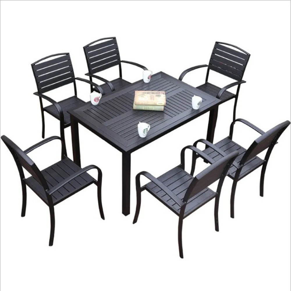 

Outdoor plastic wood tables and chairs, courtyard, preservative wood, outdoor casual dining table, garden open-air balcony