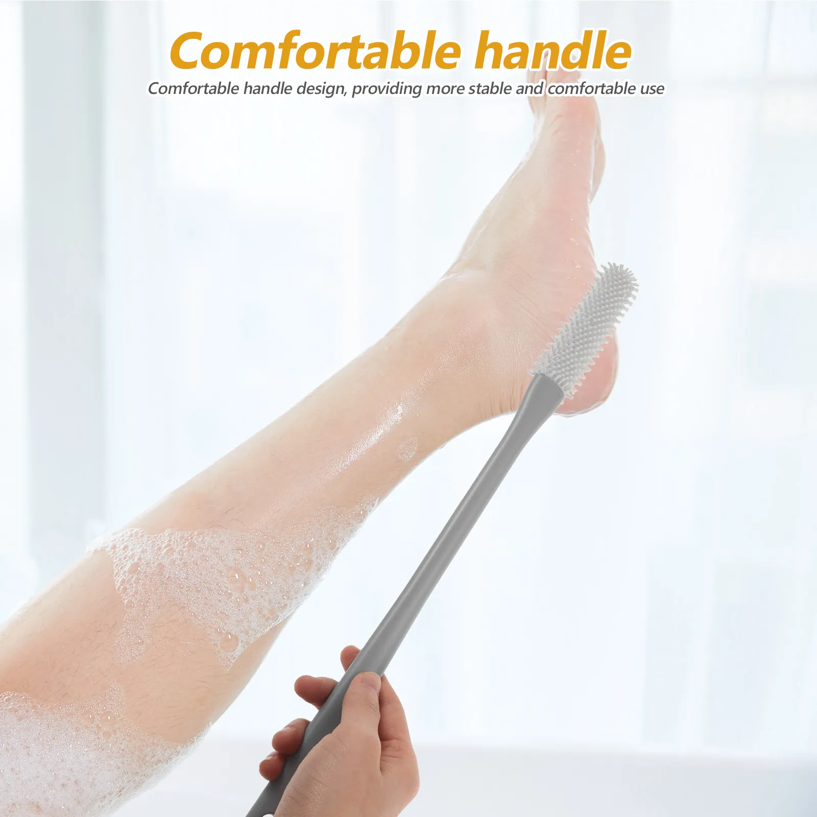 1Set Long Handle Foot Scrubber Brush Soft Rubber Exfoliating Toe Cleaner Between Toes for Shower Feet Care Dead Skin Dirt