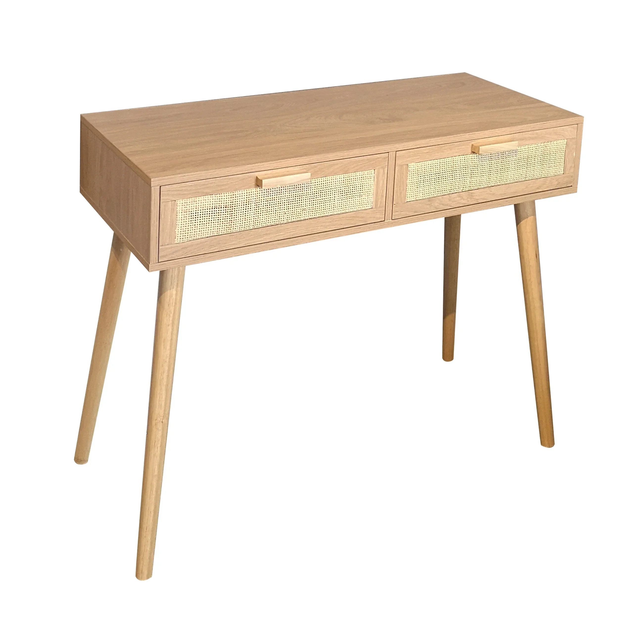 

'Modern Nordic Furniture Wooden Rattan Nightstand Small Bedside Tables for Living Room& Bedroom with 1 Drawer