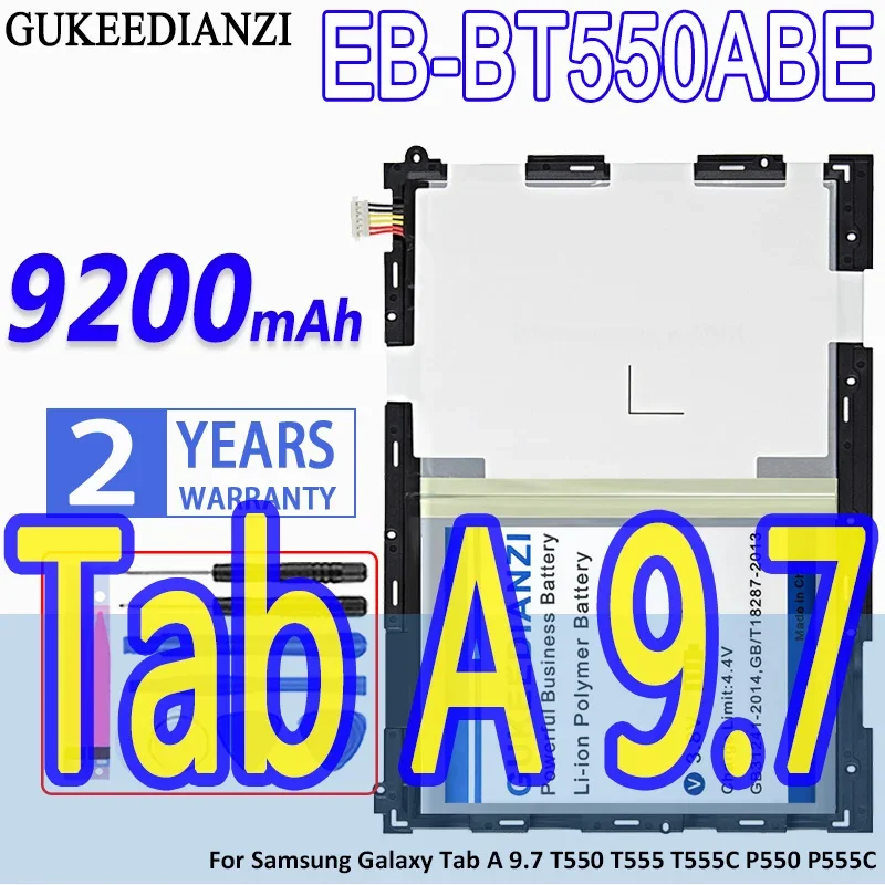 

High Capacity GUKEEDIANZI Battery EB-BT550ABE 9200mAh For Samsung Galaxy Tab A 9.7 T550 T555 T555C P550 P555C A9.7