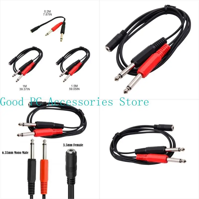 

R53C 1/4" 3.5mm Female to 2x6.35mm 1/4" Male 20cm/1m/1.5m 6.35SP F-2x6.35mm Mono
