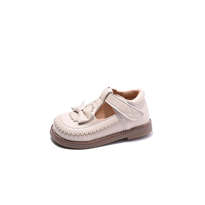 Chaussures en cuir PU respirantes non ald pour filles, chaussures Parker rondes, beige, marron, printemps, automne, extérieur, taille 15-25, 2024