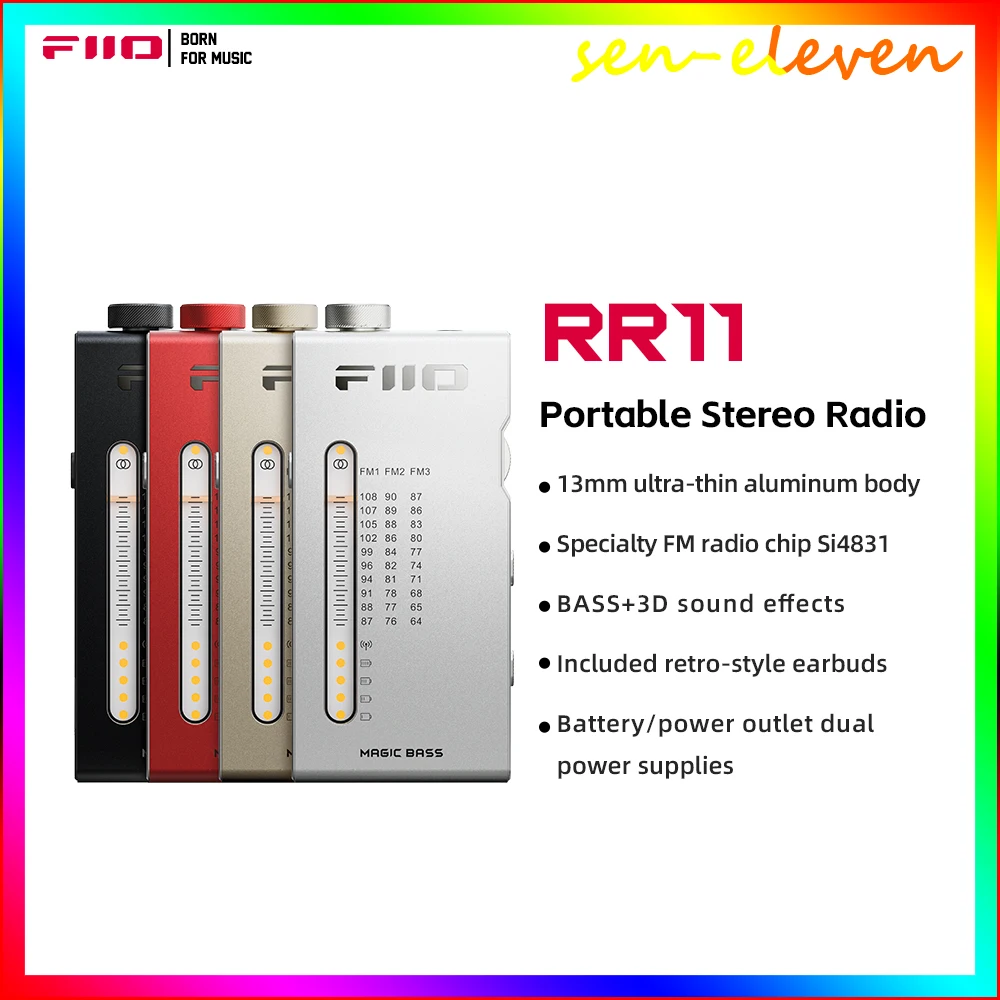 

FiiO RR11 Портативный Hi-Fi FM стерео радиоприемник с аналоговой настройкой PVR BASS + 3D звуковые эффекты, настройка радио 64–108 МГц