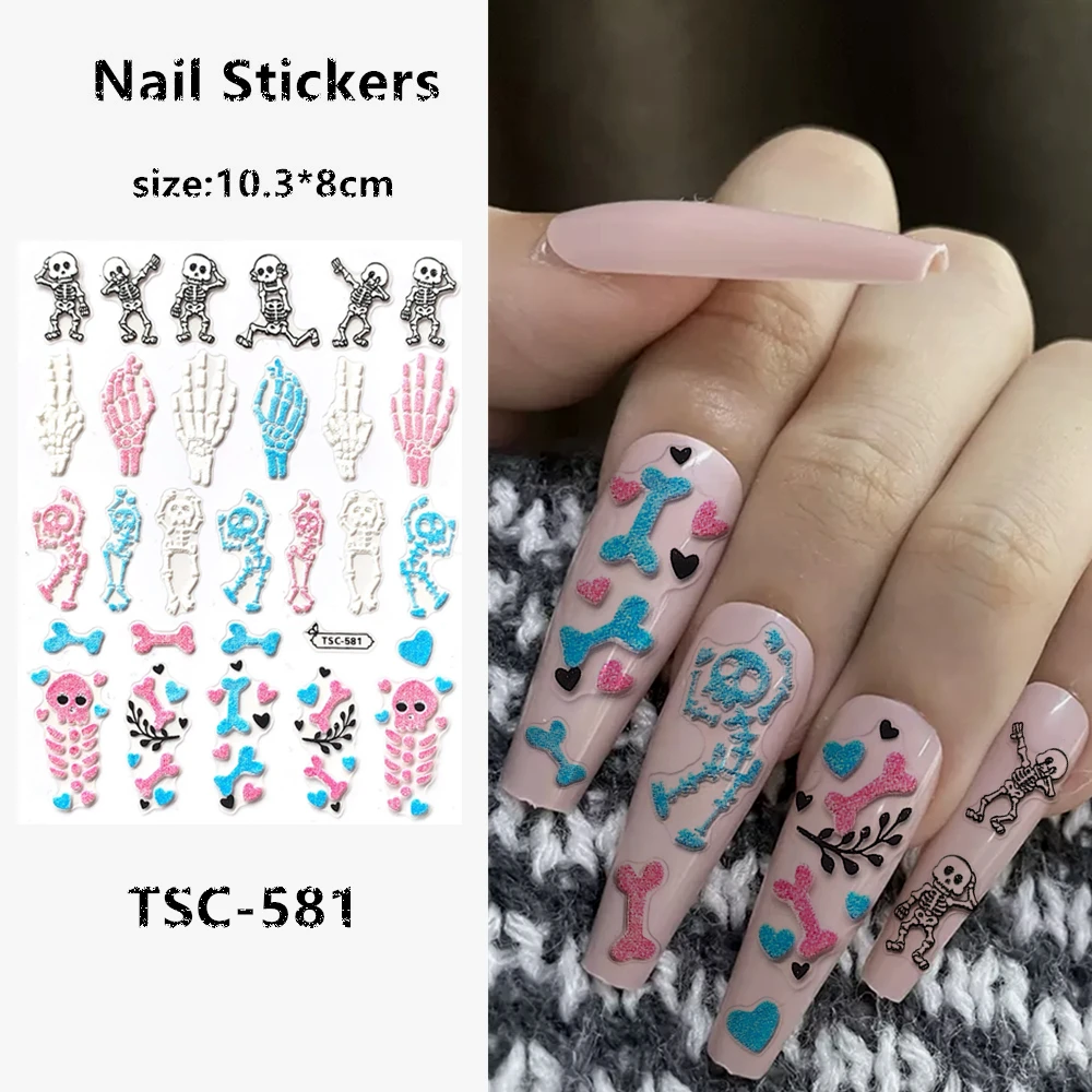 TSC-582 Halloween Series 3D Back glue Self-adhesive Nail art Nail sticker decoration tool Sliders For Nail Decals