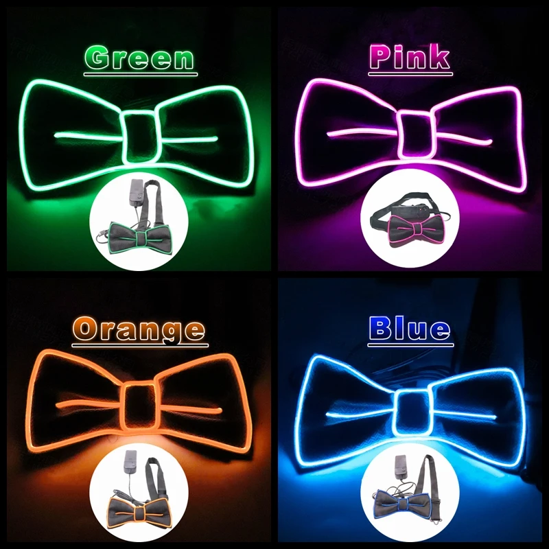 Light Up LED Bow Tie Men Women Necktie Luminous Fashion LED Glow Bowtie Dance Party Christmas Halloween Evening Party Decoration