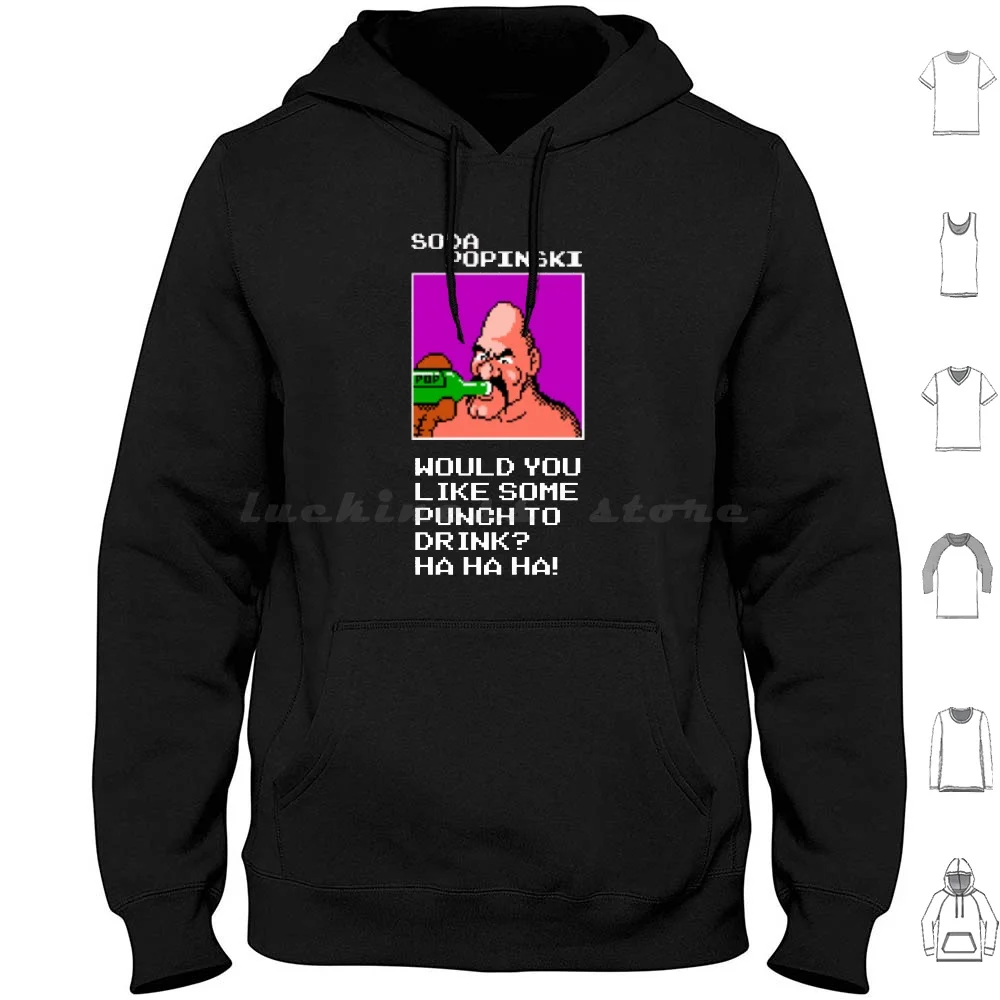 Soda Popinski From Punch Out Hoodie Cotton Long Sleeve Punchout Soda Popinski Nes Retro Gamer Humor Vintage 8 Bit