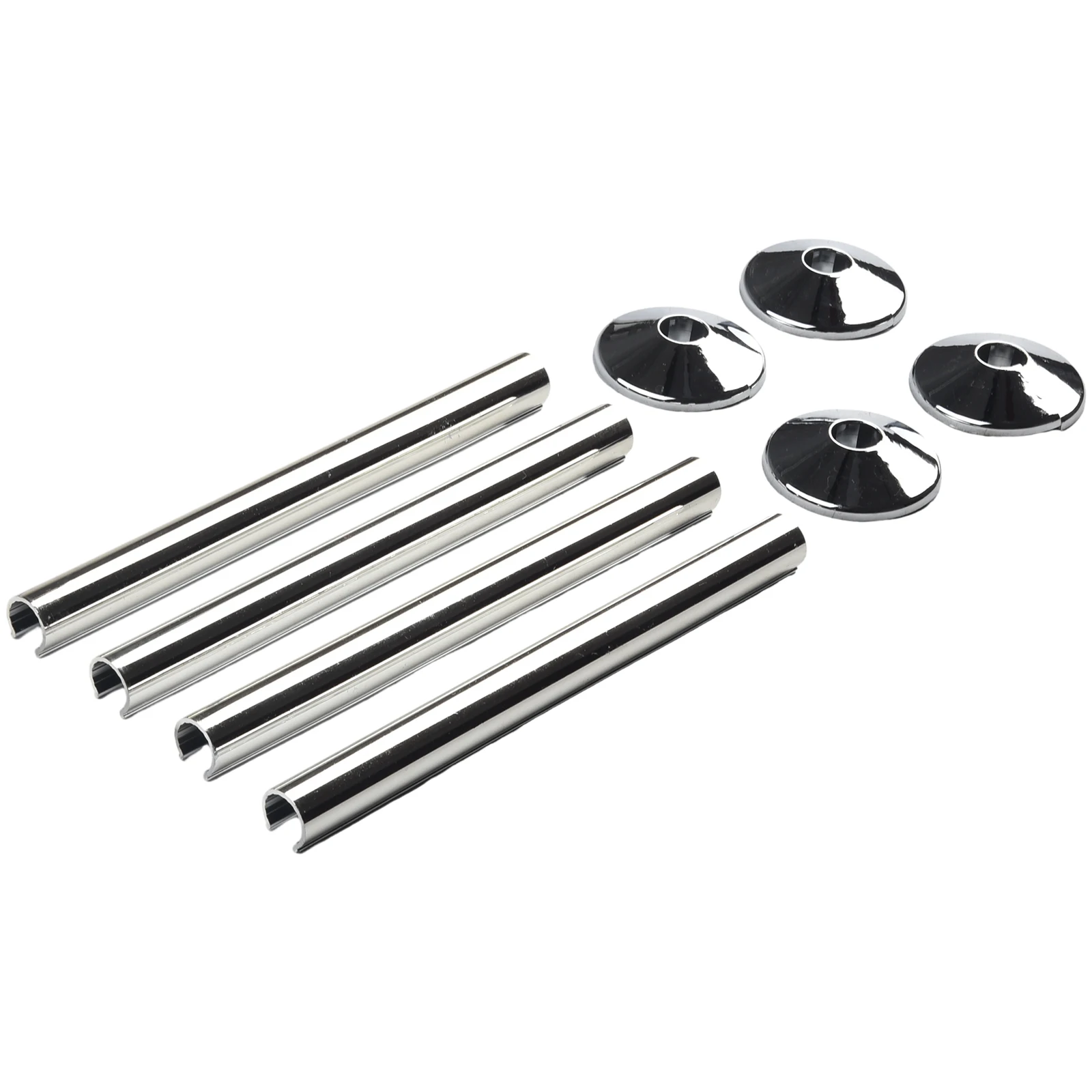 

Upgrade Your Radiators with Premium Quality Pipe Covers Sleek Chrome Effect Design, Perfect Fit for 15mm Pipes, Set of 8