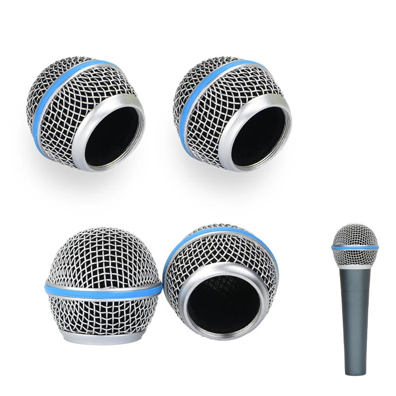 

4Pc Mesh Ball Head Wired Wireless Microphone Grille Microphone Replacement Head Steel Shure BETA 57A 58A 87A E845S E945