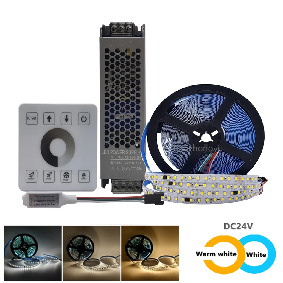 

WS2811 2835 SMD DC24V Running Water LED Strip Flowing Light Wireless Controller Flexible Lamp Ribbon 120Leds/M IP20 10M 20M Kit