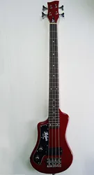 Red Left-handed Electric Bass Glossy 4 String Hofner short Bass Mini Travel Guitar