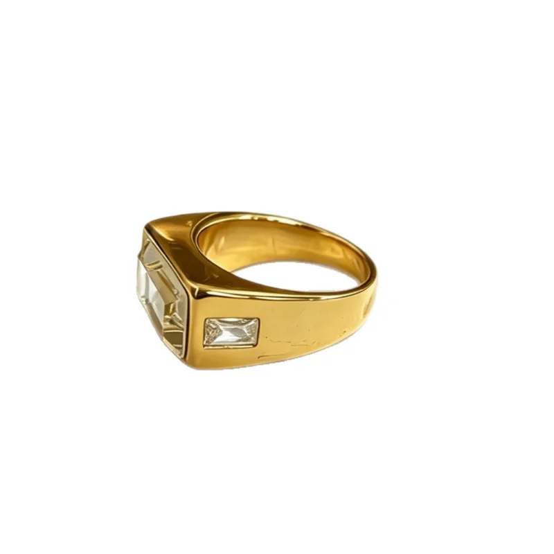 18K Gold Plated Oversized Geometric Statement Ring Big Zircon Stone Luxury Women Wedding Party Jewelry Gif