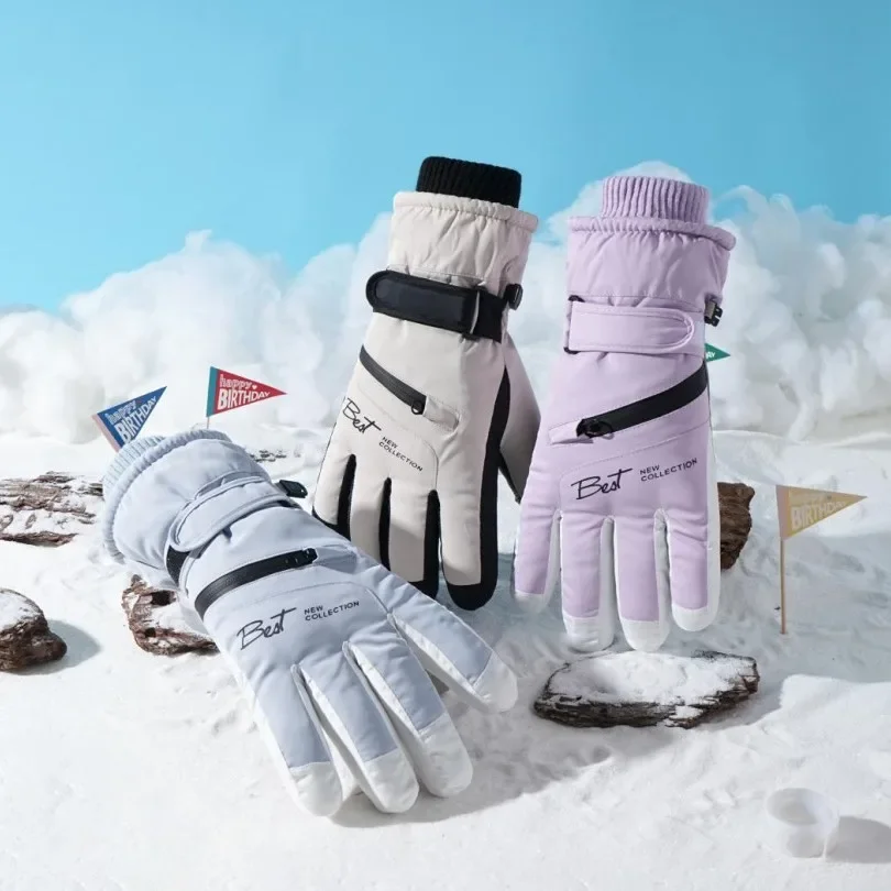 Guantes de esquí táctiles antideslizantes, guantes para deportes de invierno, accesorios para Snowboard, guantes cálidos con bolsillo impermeable para hombres y mujeres