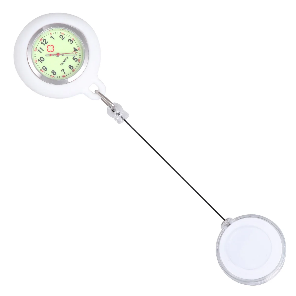 

Badge Reel Nurse Watch Clip-on Pocket Hanging Watch White Luminous Smiling Face Design Clear Number Accurate Time