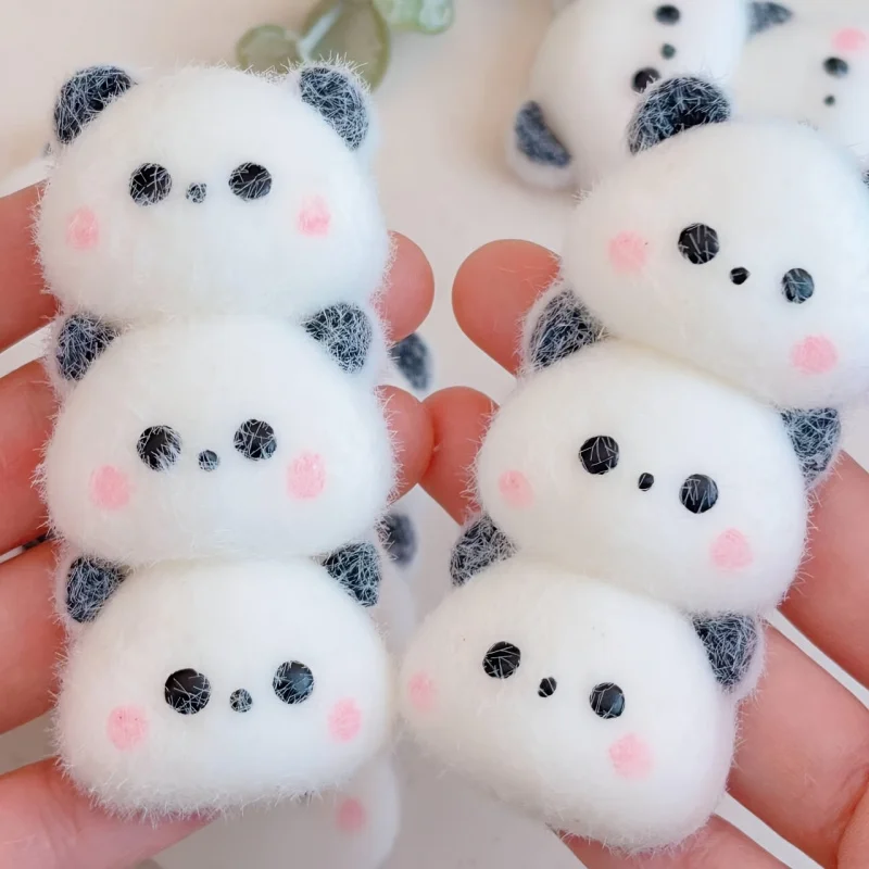 Trois Panda mignon connecté tête à tête, endormi, peluche douce, jouet à presser, couleur blanche, pour Halloween, pâques, cadeau du nouvel an