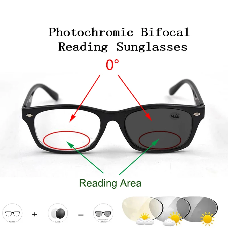 2020 Rivets Bifocal Photochromic Reading Glasses For Women Presbyopia Eyewear Men Outdoor Driving Eyeglasses Magnifier