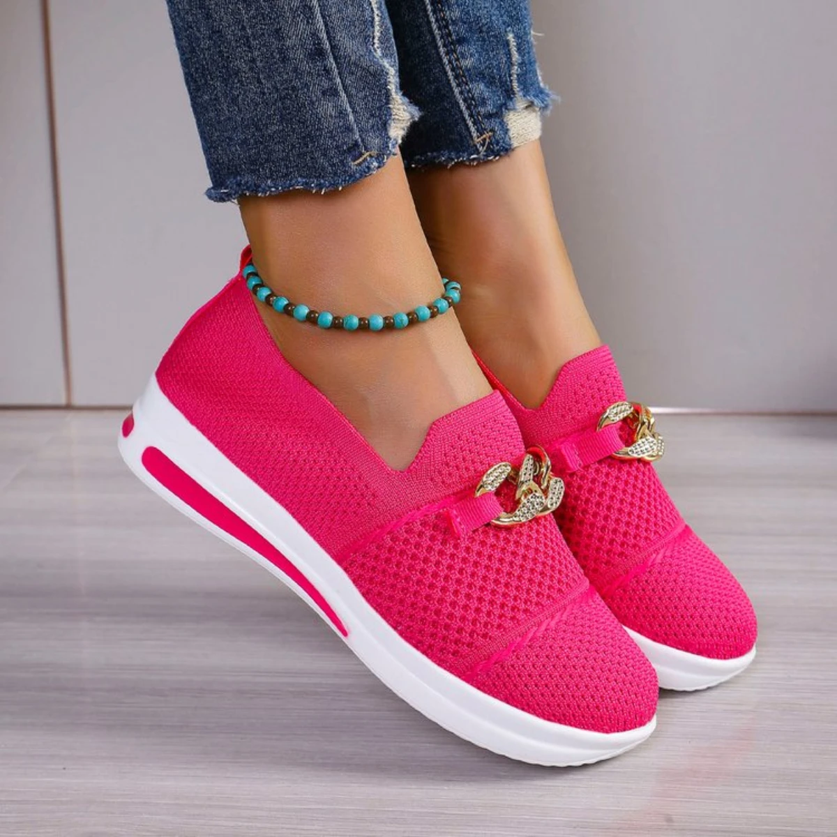 women sneakers Breathable Knit Loafers Plus Size Lightweight Soft Sole Flat Shoes Woman Autumn Anti-Slip Casual sneakers women