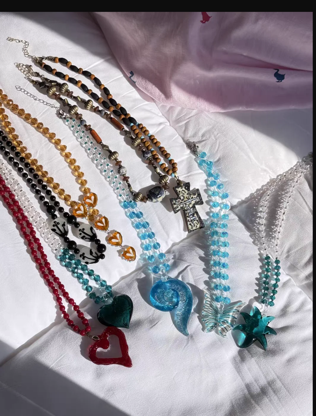 

Unique Styles Handmade For Neutral Vintage Murano Lampwork Glass Beads Chain Necklace Jewelry