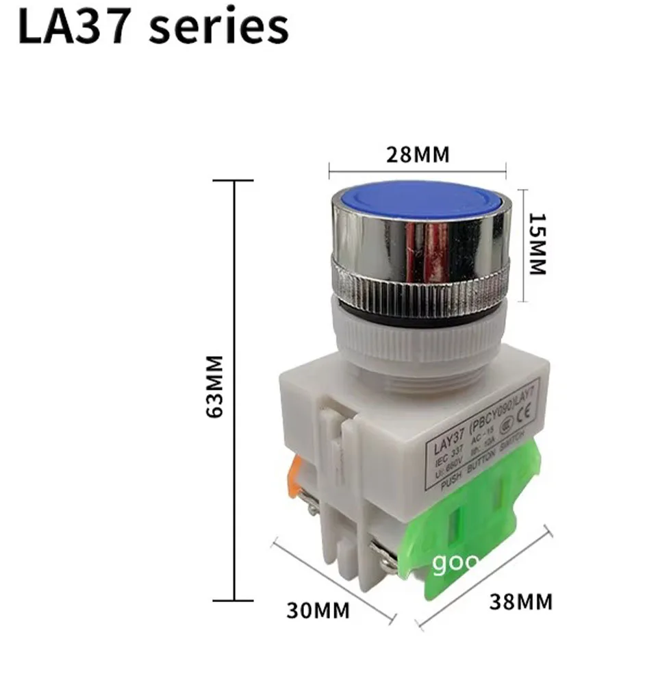 LAY7 (PBCY090) LAY37 11BN Red 10A 660V Momentary Push Button Switch 1NO 1NC